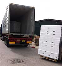 back of a lorry with pallet